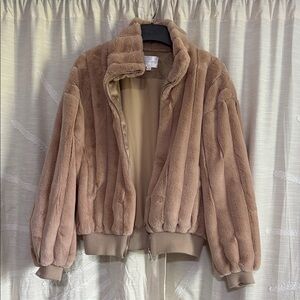 Line & Dot Cozy Tan Teddy Jacket